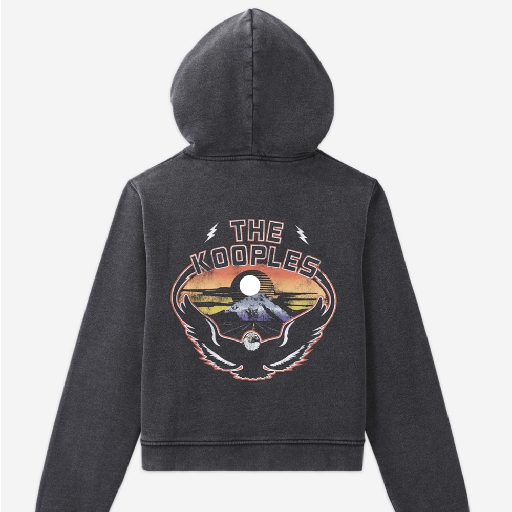 The Kooples Printed Black Sweatshirt with Eagle Logo Size 3